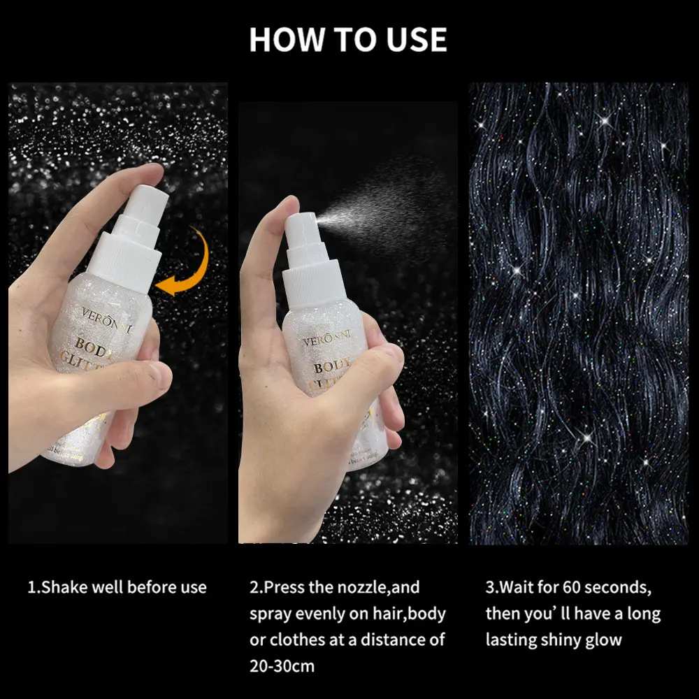 Highlighter Spray Face Body Hair Liquid Highlight Lasting High Gloss Glitter Spray Waterproof Face Body Contour Makeup Cosmetics