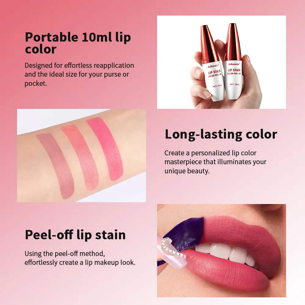 Tattoo Lip Gloss Peel-Off 10g Long-Lasting Moisturizing Liquid Lipstick Waterproof Cup Stain-Free Glossy Finish Nourishing