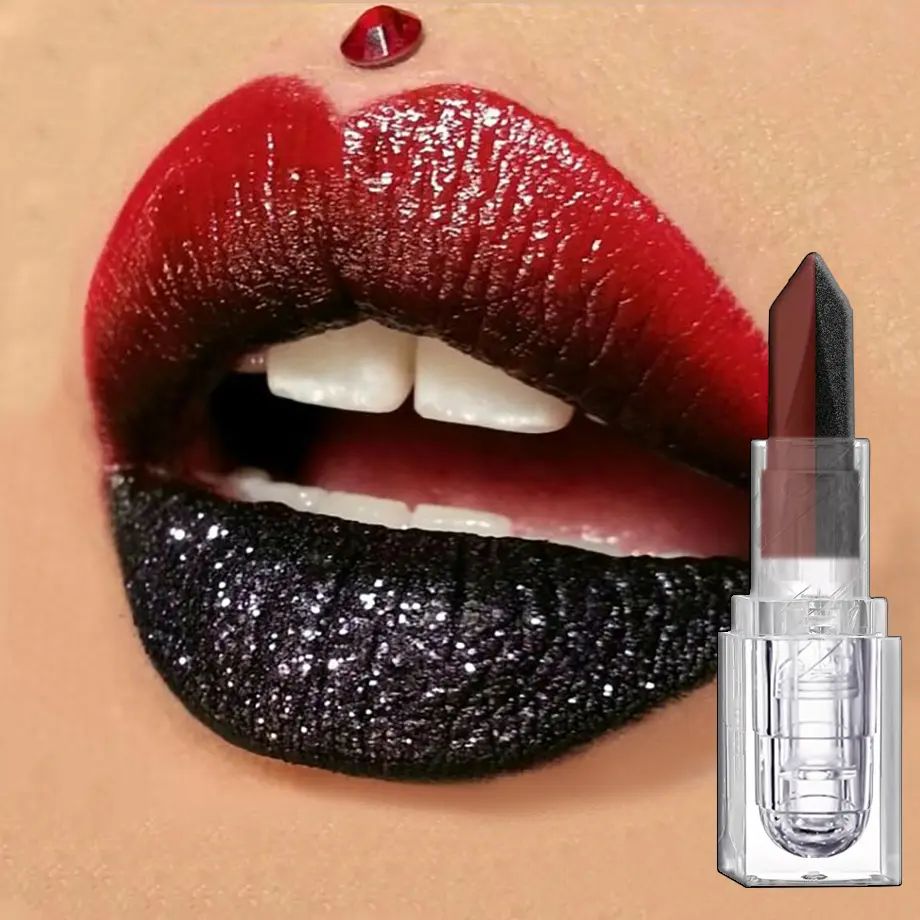 Two-tone Matte Waterproof Velvet Nude Lipstick Sexy Red Brown Pigments Makeup Long Lasting Profissional ﻿