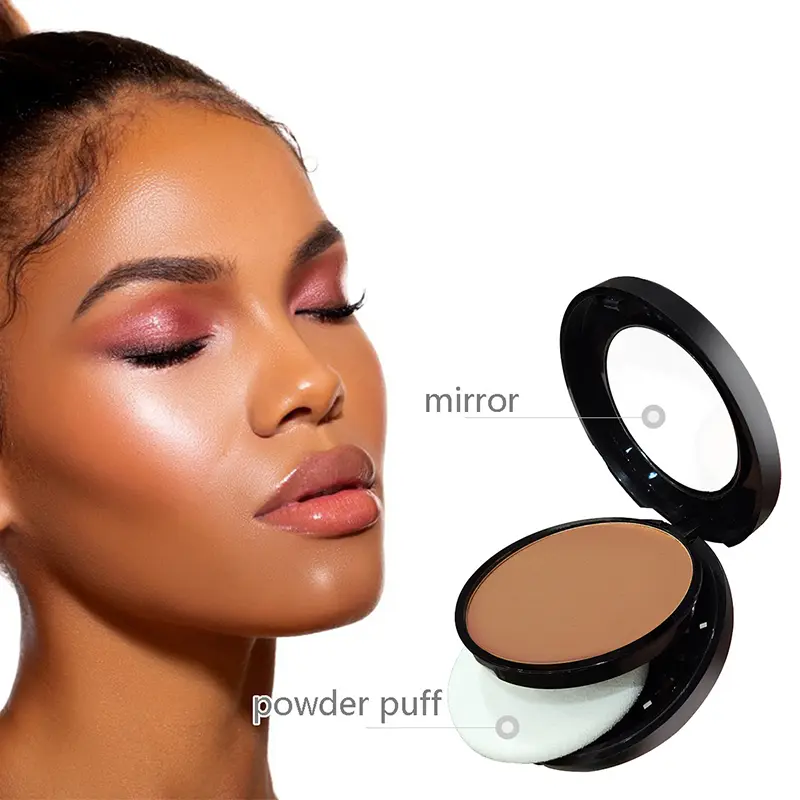 6 Color Contouring Powder Palette Dark Skin Foundation Oil Control Face Powder Makeup Waterproof Pressed Powder with Powder Puff