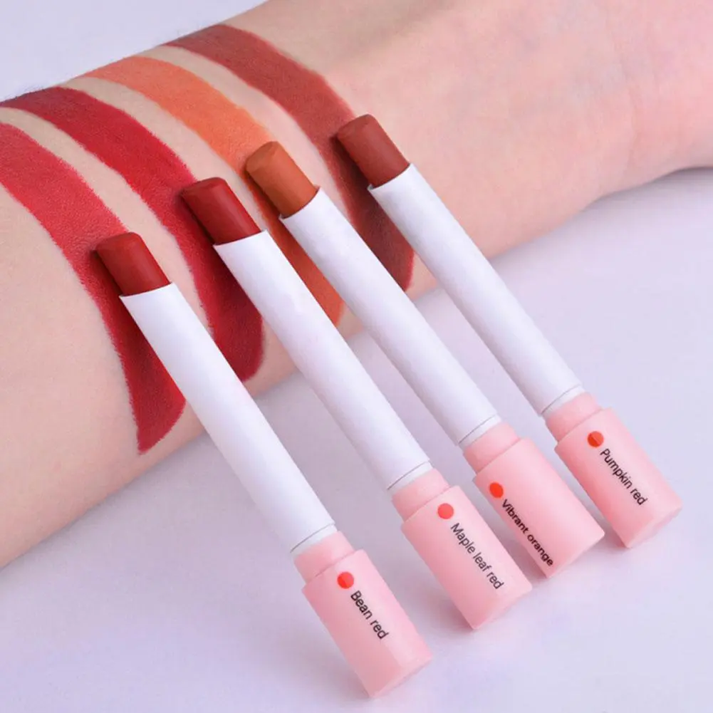 4Colors Cigarette Matte Lipstick Set,Smudgeproof Nude Lipstick Long Lasting Lip Glaze & Waterproof Velvet Finish Lip Tint