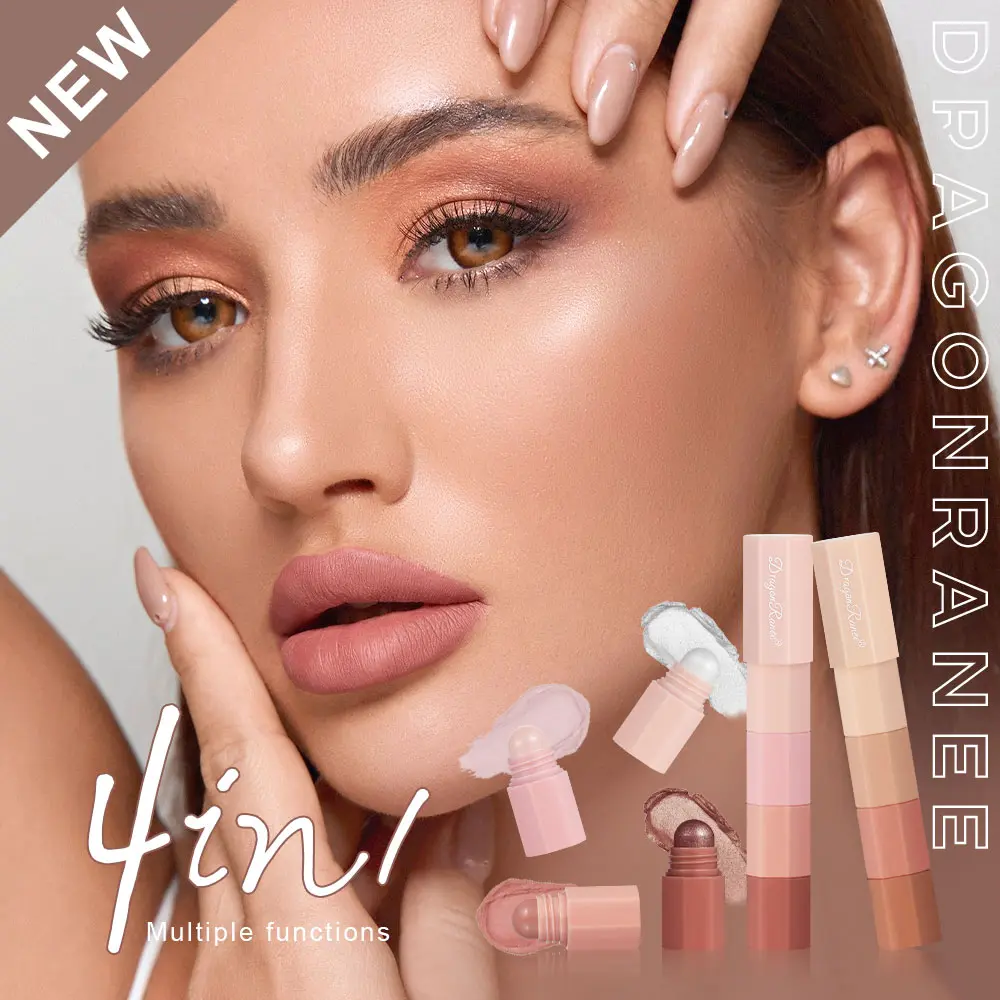 4-Color Mini Eye Shadow Stick Glitter Waterproof Sequin Eye Shadow Matte Pearlescent Sequin Multi-Layer Pigment High Pearlescent Shimmer Non-Smudge Makeup Super Glitter Multi-Color Eye Shadow Music Festival