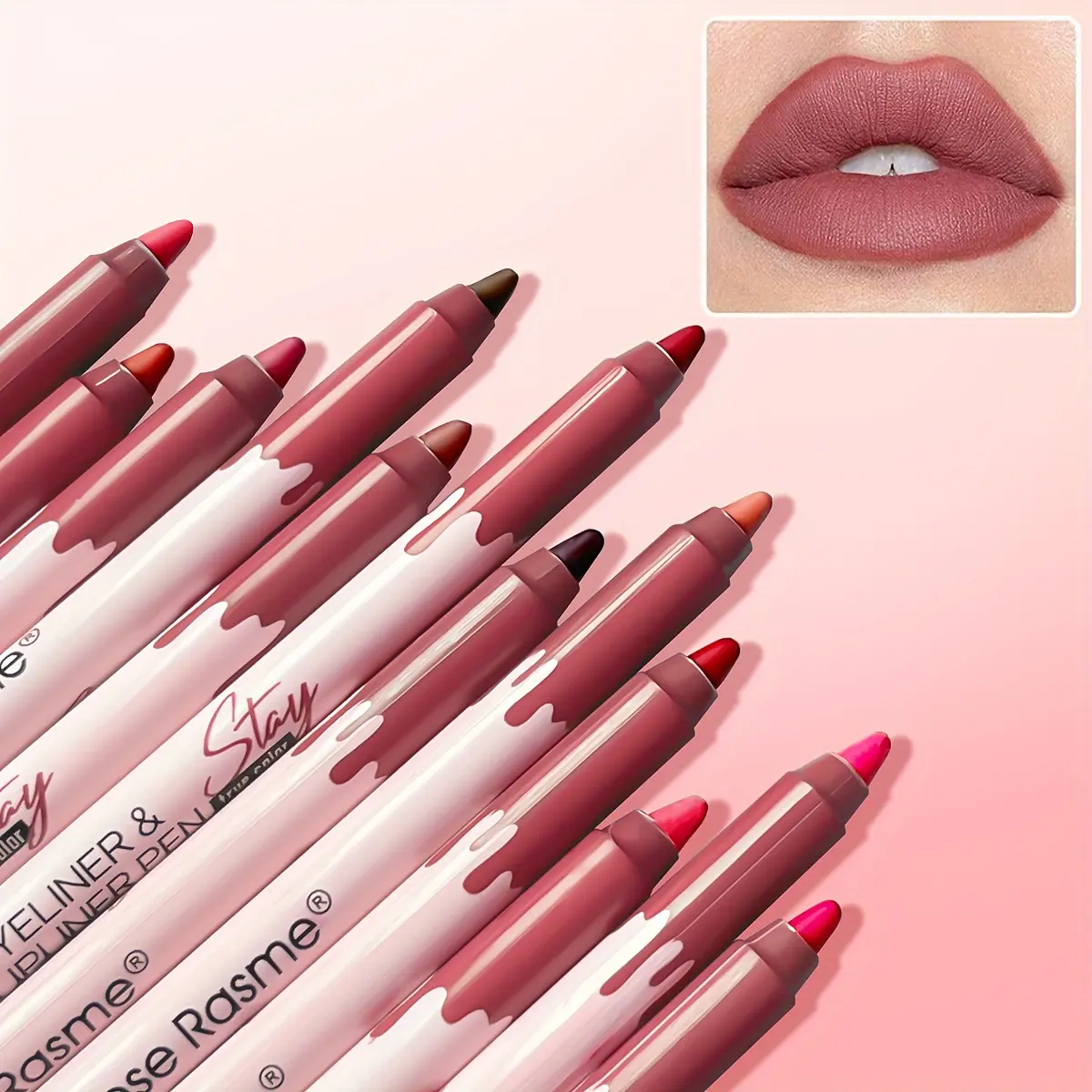 12color Waterproof Lasting Wooden Matte Lip Liner Pencil Natural Lips Makeup Nude Pink Lip Liner Outline The Lips Contour Makeup