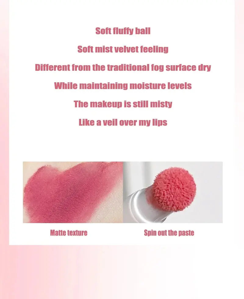 Fluffy Velvet Soft Lip Glaze Liquid Lipstick Fluffy Waterproof Velvet Matte Air Cushion Lip Cream Sweat Proof Cream Glaze Woman