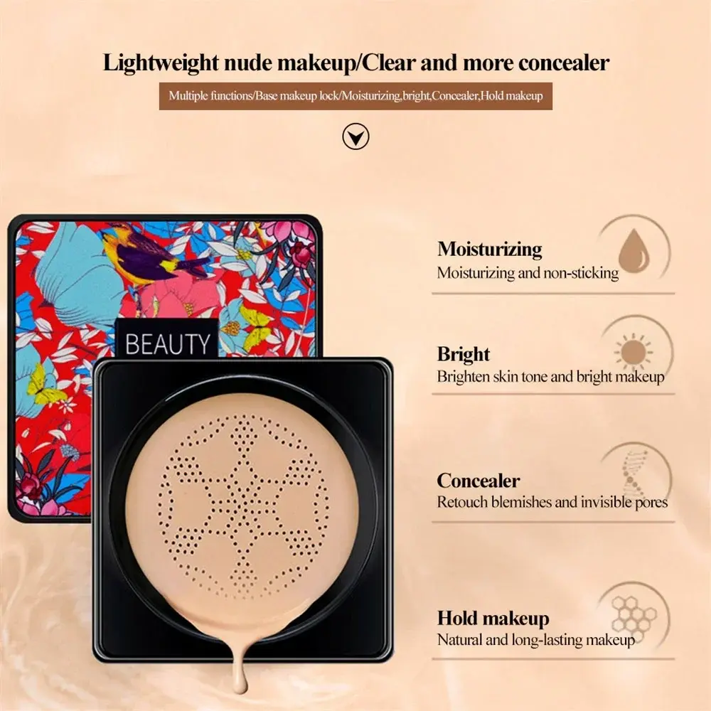 Mushroom Head CC Cream Powder Puff Moist Air Cushion Quick Makeup Waterproof Base Makeup Foundation Brightening Makeup Cosmetics