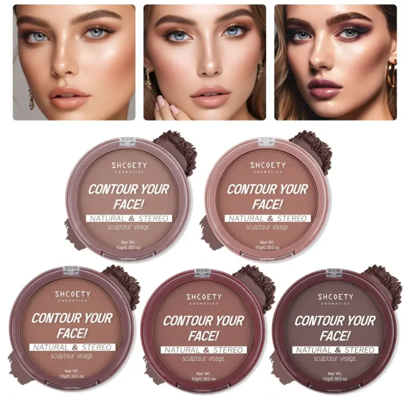 5 Colors Contour Pressed Powder Facial Matte Shaping Powder Shadow Lasting Waterproof Oil-control Loose Powder Bronzers Makeup