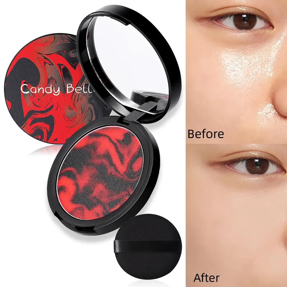 Oil Control Setting Powder Long-Lasting Waterproof Concealer Transparent Jelly Matte Compact Face Powder Cake with Puff Makeup