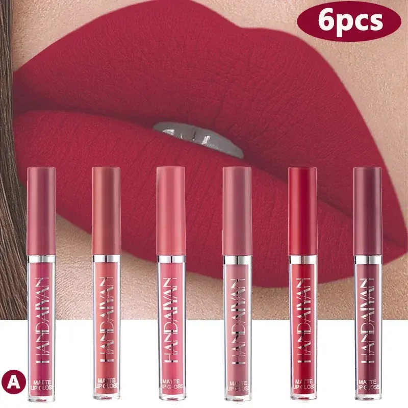 6pcs/1pcs Waterproof Lipgloss Makeup Lightweight Matte Lip Cosmetics Long Lasting Velvet Lipstick Moisturizing Sexy Lips Makeup