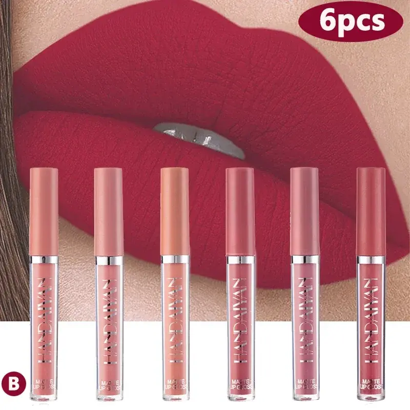 6pcs/1pcs Waterproof Lipgloss Makeup Lightweight Matte Lip Cosmetics Long Lasting Velvet Lipstick Moisturizing Sexy Lips Makeup