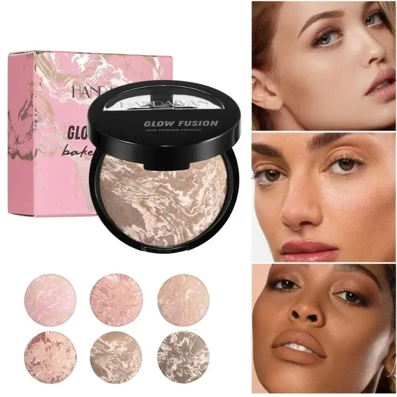 Face Oil-control Pressed Powder Marble Color Scheme Lasting Setting Powder Cover Fine Shine High Gloss Contouring Makeup Powder