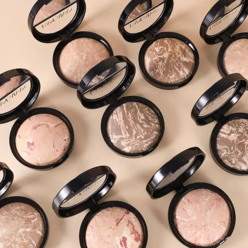 Face Oil-control Pressed Powder Marble Color Scheme Lasting Setting Powder Cover Fine Shine High Gloss Contouring Makeup Powder