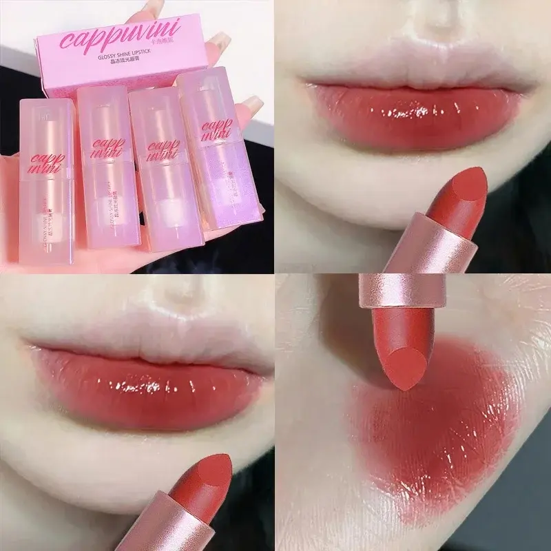 Jelly Brownish Red Lipstick Waterproof Lip Plumper Gloss Crystal Water Lip Tint Korean Long-lasting Lips Plumper Korean Makeup