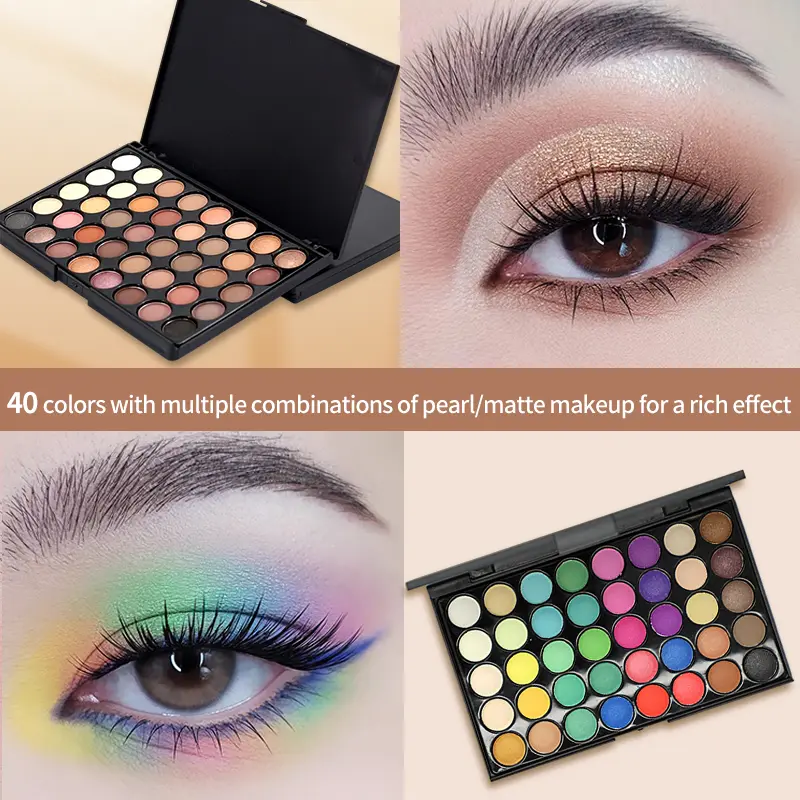 40Colors Glitter Eyeshadow Palette with Free 1Brushes Matte Waterproof Long Lasting Eyeshaow Powder Palette Cosmetics MakeUp Kit