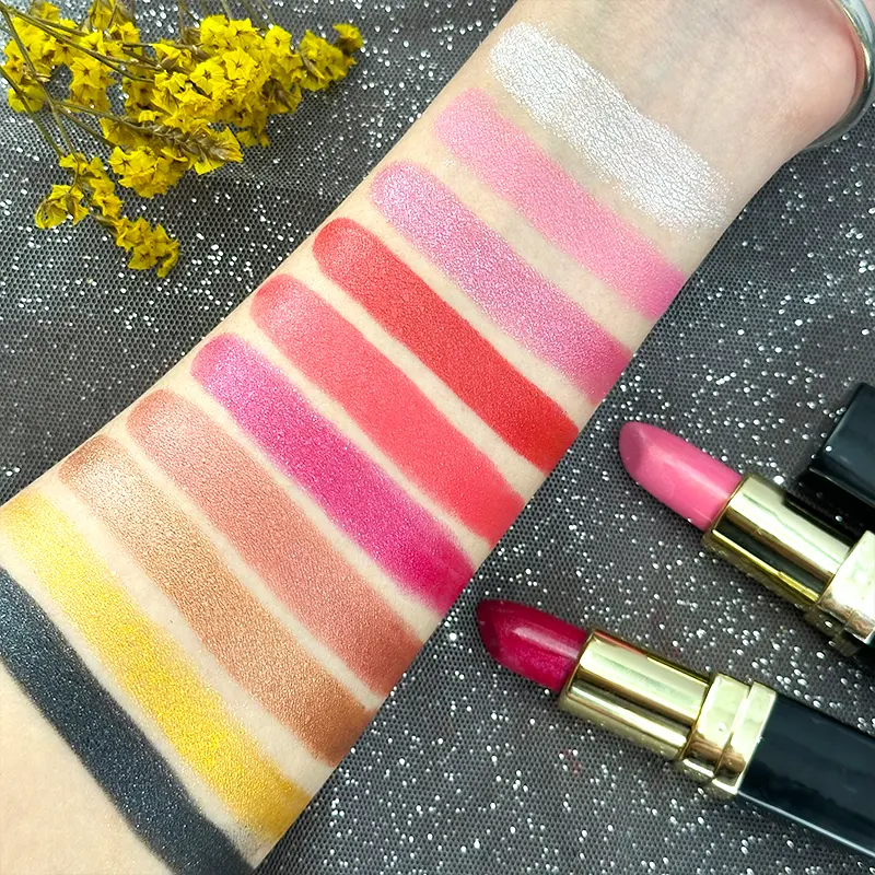 10  Colors Glitter Lipstick Waterproof Long Lasting Diamond Pearlescent Metallic Lipstick Lipgloss Women Lips Makeup Cosmetic