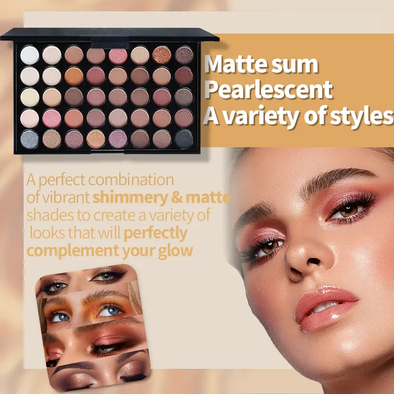 40Colors Glitter Eyeshadow Palette with Free 1Brushes Matte Waterproof Long Lasting Eyeshaow Powder Palette Cosmetics MakeUp Kit