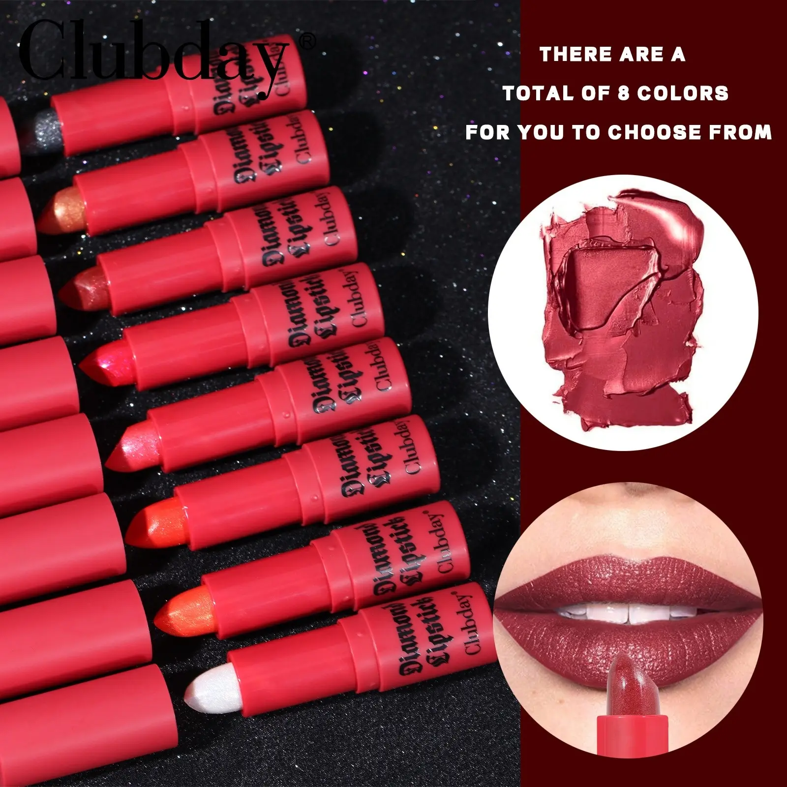 Diamond Glitter Lip Stick Waterproof Lasting Pearlescent Metallic Lip Balm Brown Women Charming Lips Gloss Makeup Cosmetics