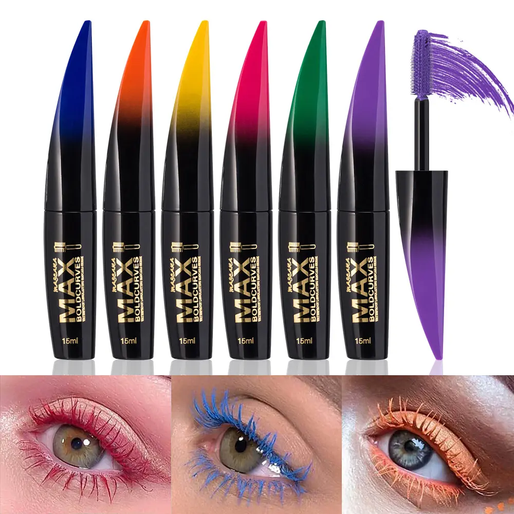6 Color Extended Eye Black Long Lasting Waterproof Makeup Silk Smooth Eyelash Extension Cosmetics