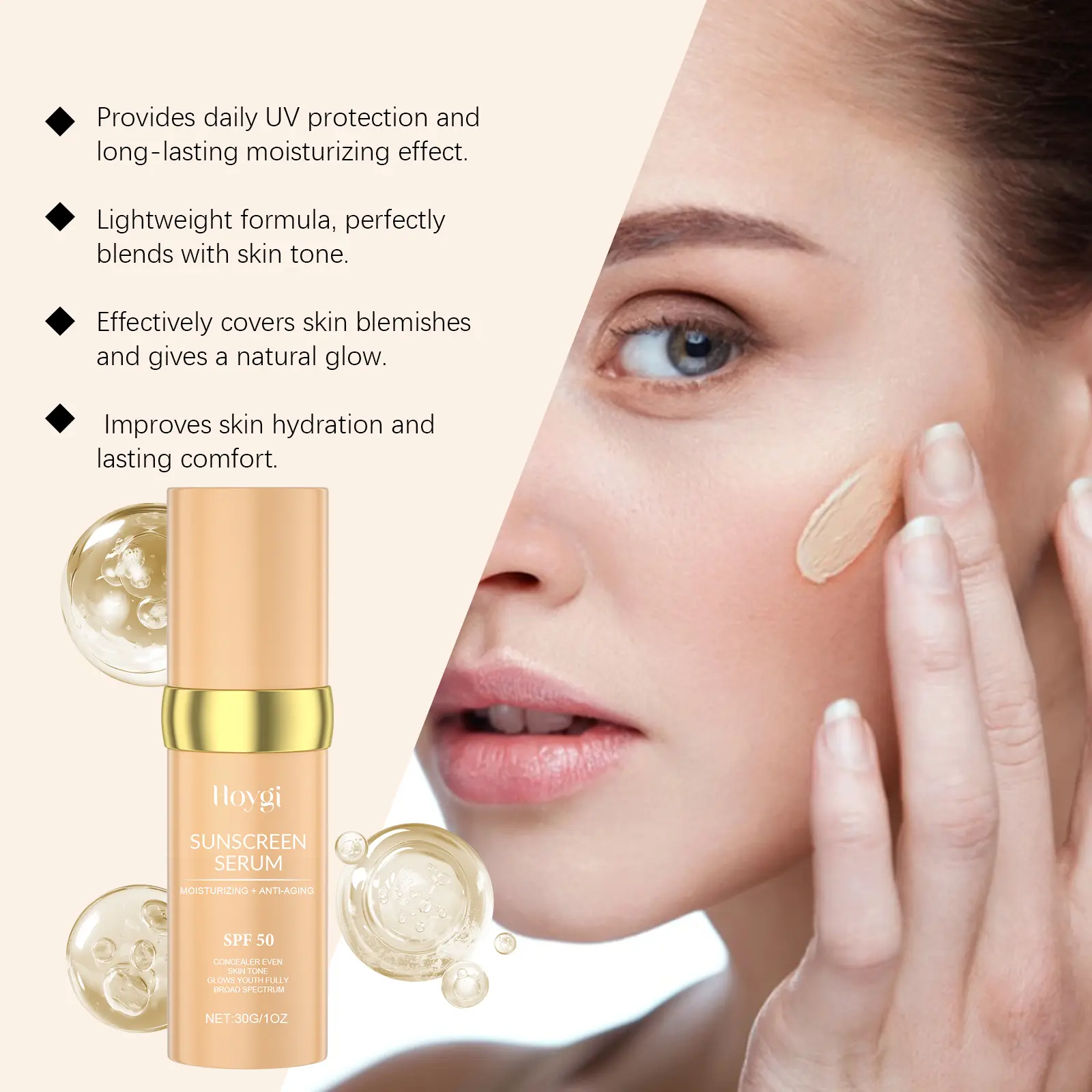 Hoygi 30g Moisturizing Concealer Cream Spf50 Sunscreen Waterproof Foundation Makeup Long Lasting Concealing Sun Block Concealer