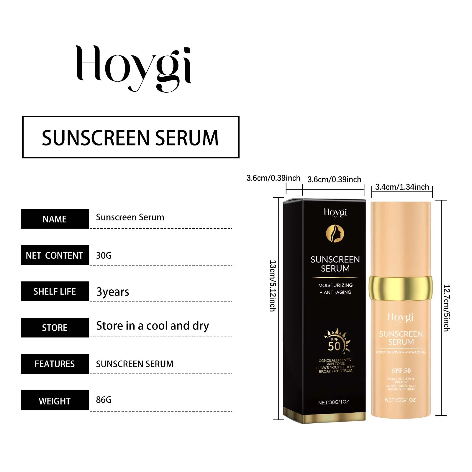 Hoygi 30g Moisturizing Concealer Cream Spf50 Sunscreen Waterproof Foundation Makeup Long Lasting Concealing Sun Block Concealer