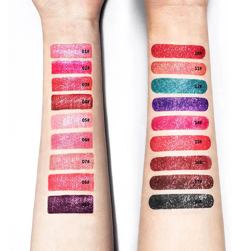 Waterproof Diamond Glitter Lip Gloss Shimmer Pearl Colour Lip Gloss 18 Colors Matte Glitter Liquid Lipstick Diamond Sexy Make Up