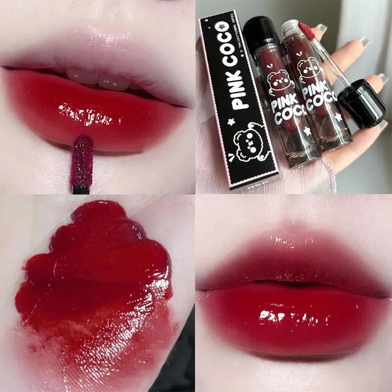 Juice Black Red Lip Gloss Mirror Glass Water Light Clear Lip Glaze Waterproof Non Stick Cup Liquid Lipstick Nude Lip Tint Makeup
