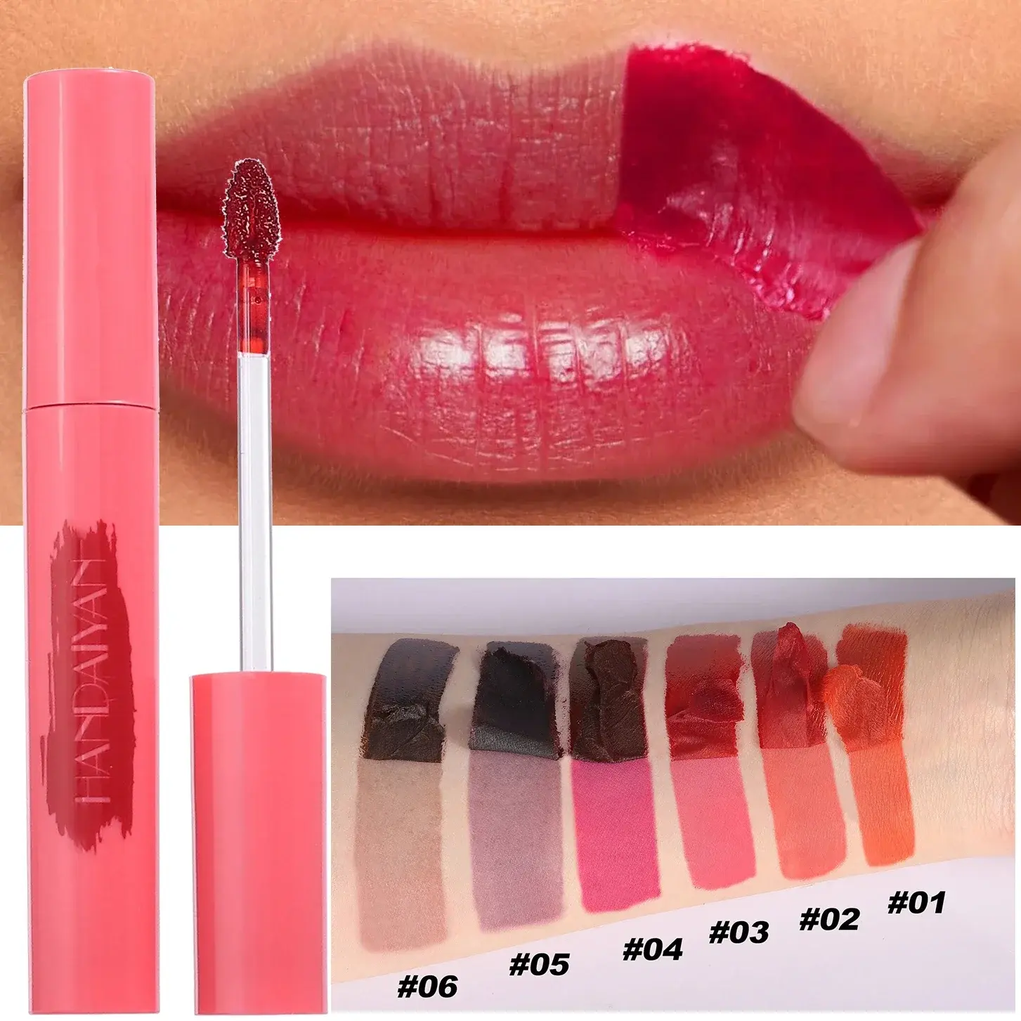 Peel-Off Tattoo Mask Lip Gloss Lip Liner Waterproof Long Lasting Matte Lip Tint Red Brown Contour Tear-off Lips Stain Cosmetic
