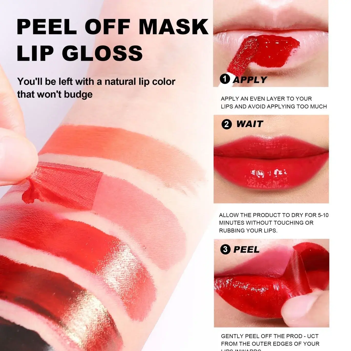 Peel-Off Tattoo Mask Lip Gloss Lip Liner Waterproof Long Lasting Matte Lip Tint Red Brown Contour Tear-off Lips Stain Cosmetic