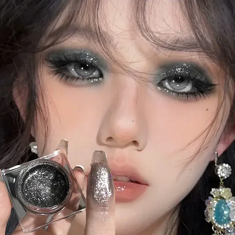 High Gloss Black Eyeshadow Make Up Palette Gliter for Eyes Gold Silvery Eyeshadow Gel Shimmer Metallic Waterproof Eye Shadow
