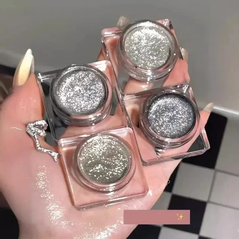 High Gloss Black Eyeshadow Make Up Palette Gliter for Eyes Gold Silvery Eyeshadow Gel Shimmer Metallic Waterproof Eye Shadow