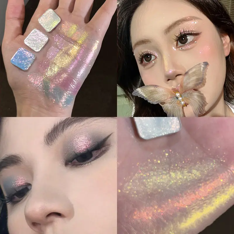 Monochrome Waterproof Discoloration Eyeshadow Palette Highlighter Powder Makeup Lasting Bright Shiny Chameleon Eye Illuminator