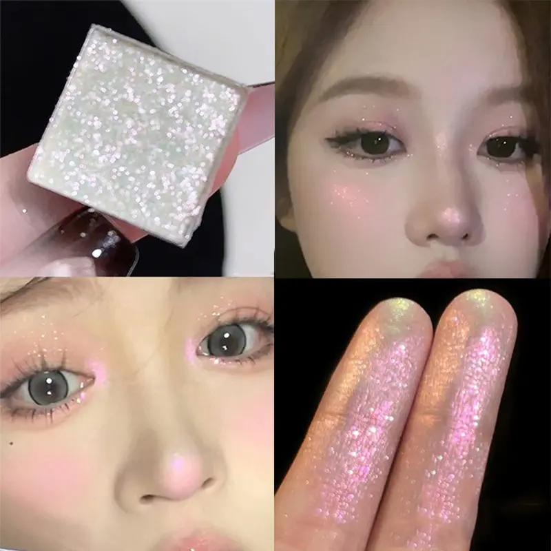 Monochrome Waterproof Discoloration Eyeshadow Palette Highlighter Powder Makeup Lasting Bright Shiny Chameleon Eye Illuminator