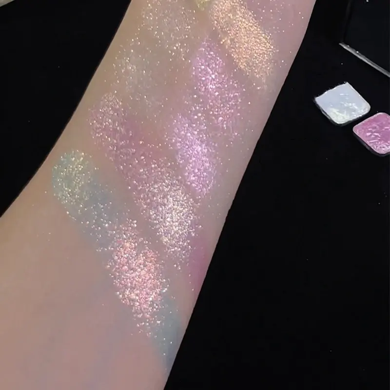 Monochrome Waterproof Discoloration Eyeshadow Palette Highlighter Powder Makeup Lasting Bright Shiny Chameleon Eye Illuminator