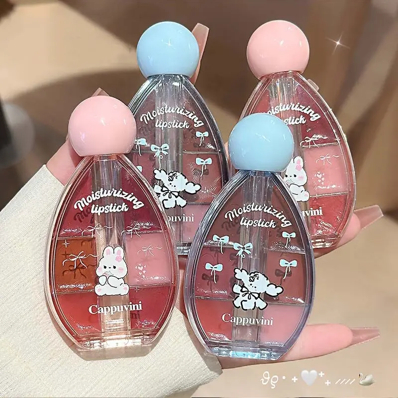 6-Color Lip Jelly Plate Mirror Crystal Lip Gloss Moisturizing Water Glass Red Orange Lip Oil Balm Sexy Plump Makeup Palette
