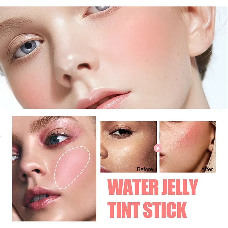 3in1 Blush Stick/lip Tinted/ Eye-shadow Waterproof Long-lasting Moistured Cheek Lip Brighten Water Jelly Tint Matte Makeup