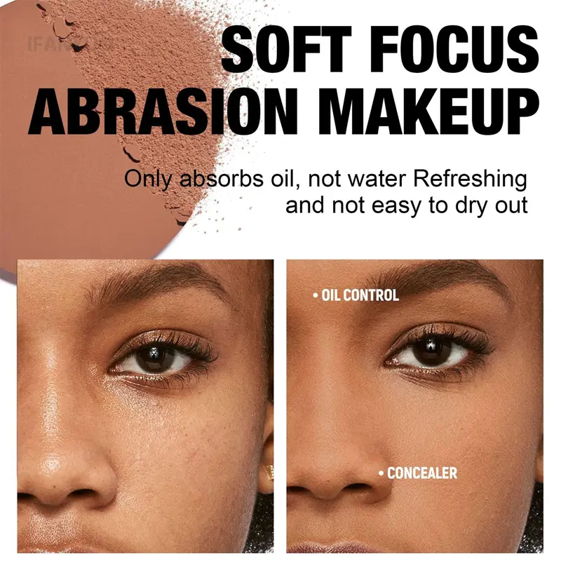 8Colors Matte Face Pressed Powder 24 Hours Oil Control Natural Setting Powder Foundation Full Coverage Waterproof Lasting Makeup