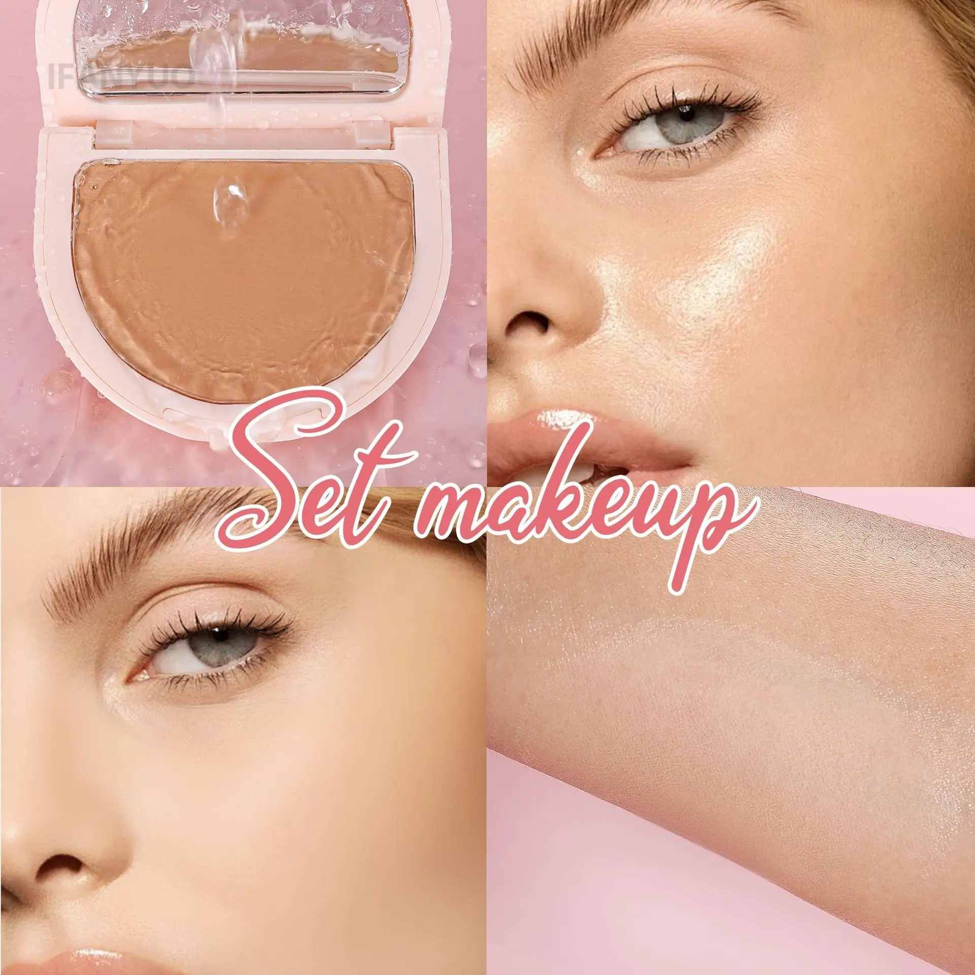 8Colors Matte Face Pressed Powder 24 Hours Oil Control Natural Setting Powder Foundation Full Coverage Waterproof Lasting Makeup