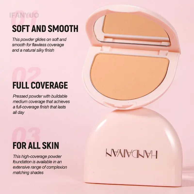 8Colors Matte Face Pressed Powder 24 Hours Oil Control Natural Setting Powder Foundation Full Coverage Waterproof Lasting Makeup