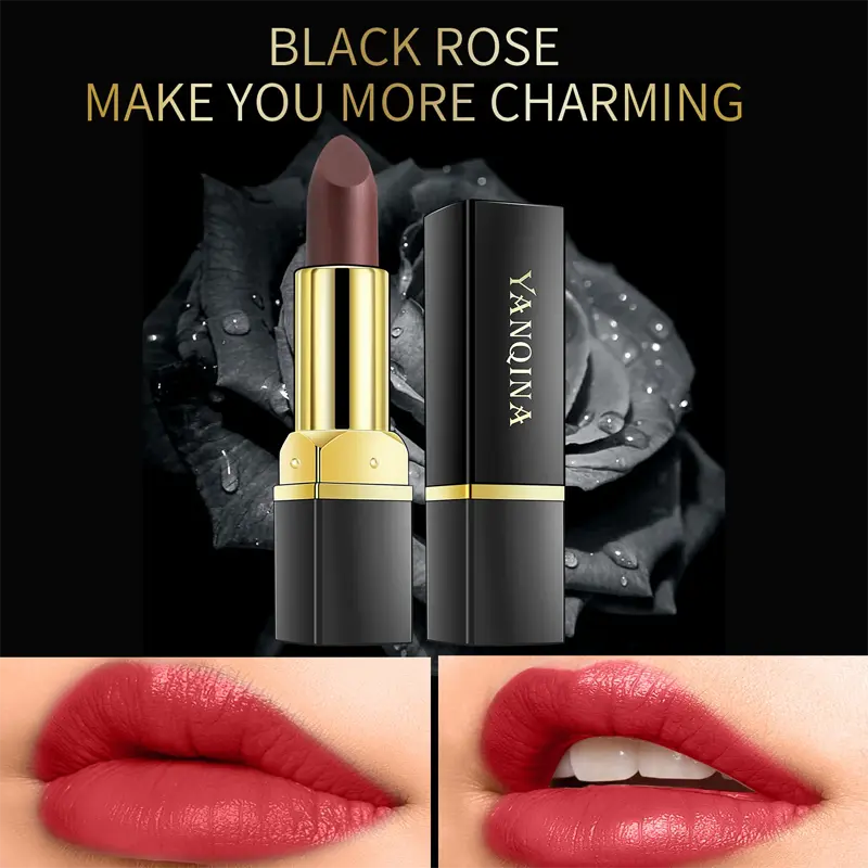 Black Rose Moisturizing Lipstick Makeup Dark Red Lip Stick Cream Pencil Make Up Cosmetics Nourishing Tinted Lipbalm Waterproof