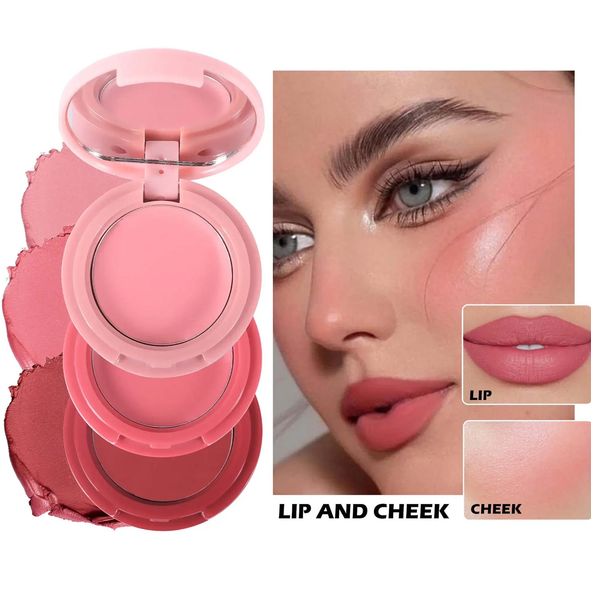 Waterproof 3 colors Blush Natural Matte Face Blusher Velvety Smooth Lip Cream Cheek Blush Rouge Makeup Makeup Tools