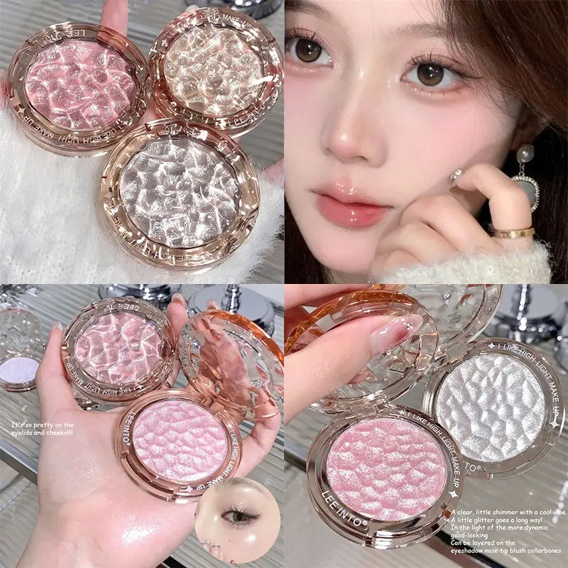 Crystal Highlighter Powder for Natural 3D Facial Makeup Multi-Use Highlighter Powder Waterproof Long-lasting Face Body Brighten