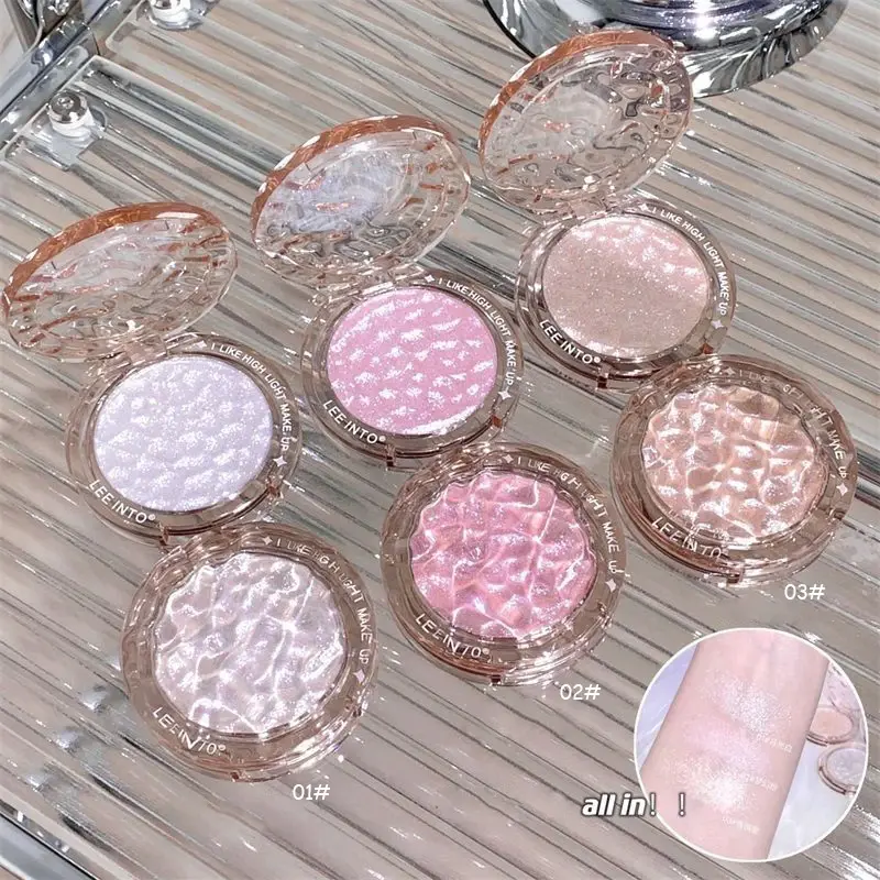 Crystal Highlighter Powder for Natural 3D Facial Makeup Multi-Use Highlighter Powder Waterproof Long-lasting Face Body Brighten