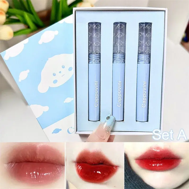 Mirror Water Light Lip Gloss Set Waterproof Non Stick Cup Jelly Glass Lip Glaze Whitening Sexy Red Liquid Lipstick Korean Makeup