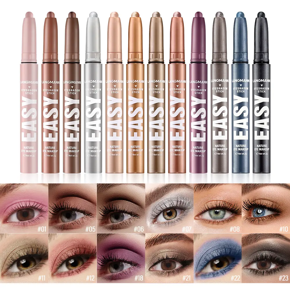 Rose Gold Eyeshadow Pencil Stick Waterproof Pearlescent 20 Colors Metallic Glitter Eye Shadow Highlighter Pen Eye Makeup Tool