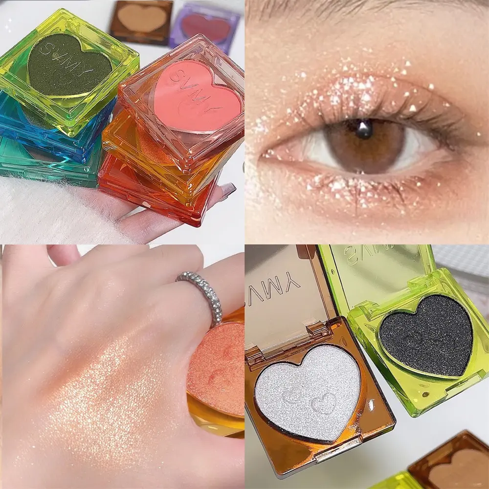 Single Color Glitter Eyeshadow Palette Pigmented Black White Shimmer Matte Brown Contour Powder Highlighter Glow Colorful Plate