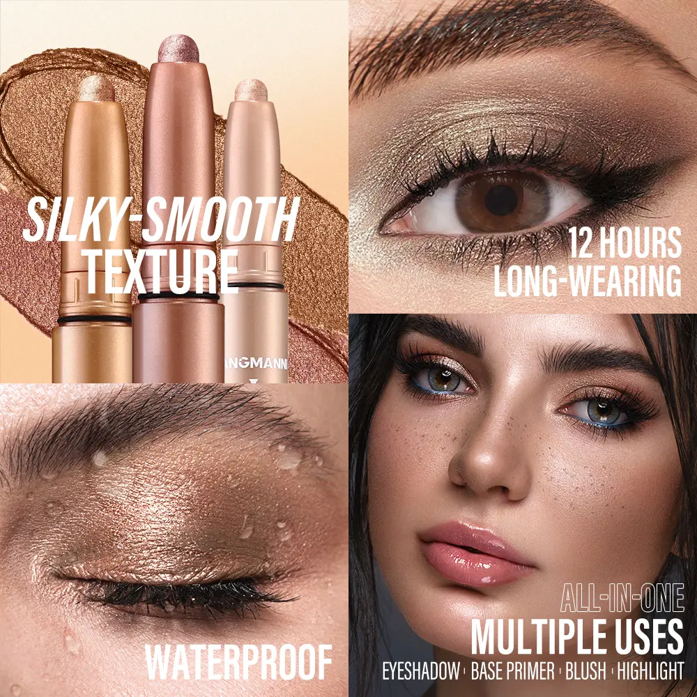 Rose Gold Eyeshadow Pencil Stick Waterproof Pearlescent 20 Colors Metallic Glitter Eye Shadow Highlighter Pen Eye Makeup Tool