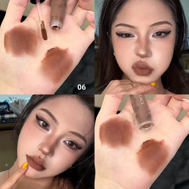 6 Color Long-Lasting Waterproof Non-stick Cup Sexy Red Wine Color Lip Gloss Nude Brown Matte Lipstick Natural Lip Tint Makeup