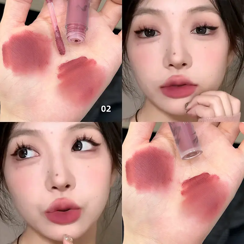 6 Color Long-Lasting Waterproof Non-stick Cup Sexy Red Wine Color Lip Gloss Nude Brown Matte Lipstick Natural Lip Tint Makeup