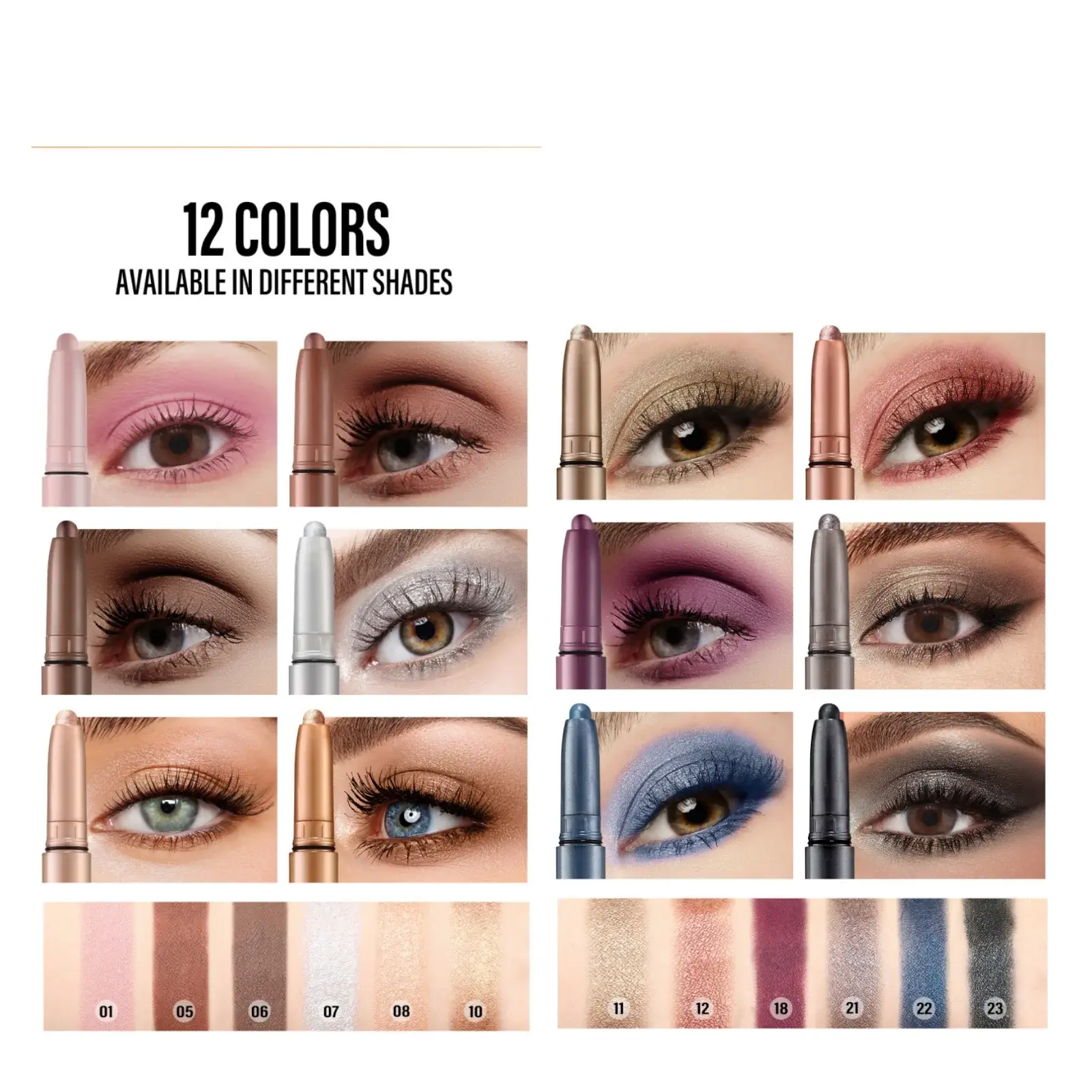 LANGMANNI Matte Eye Shadow Stick Waterproof Sweat-Resistant Long Lasting Pearlescent Eyeshadow Pen Metallic Glitter Eye Shadow