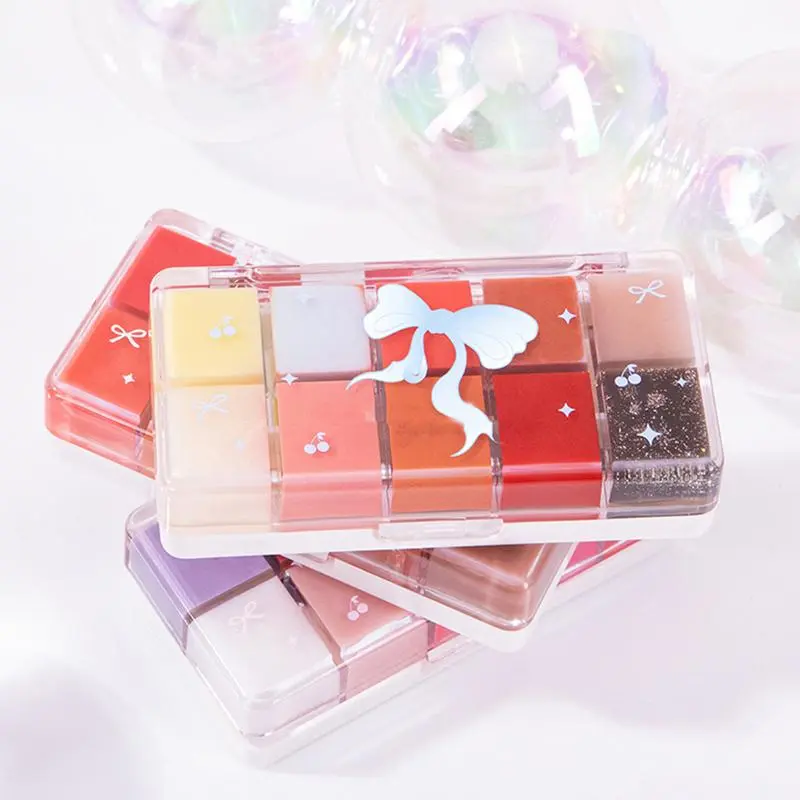 Lip Gloss Palette 10 Colors Jelly Lip Cream Palette Smooth Lip Glosses Tonedd Lip Frozenn Plate Red Lip Glaze Palette Lipstick