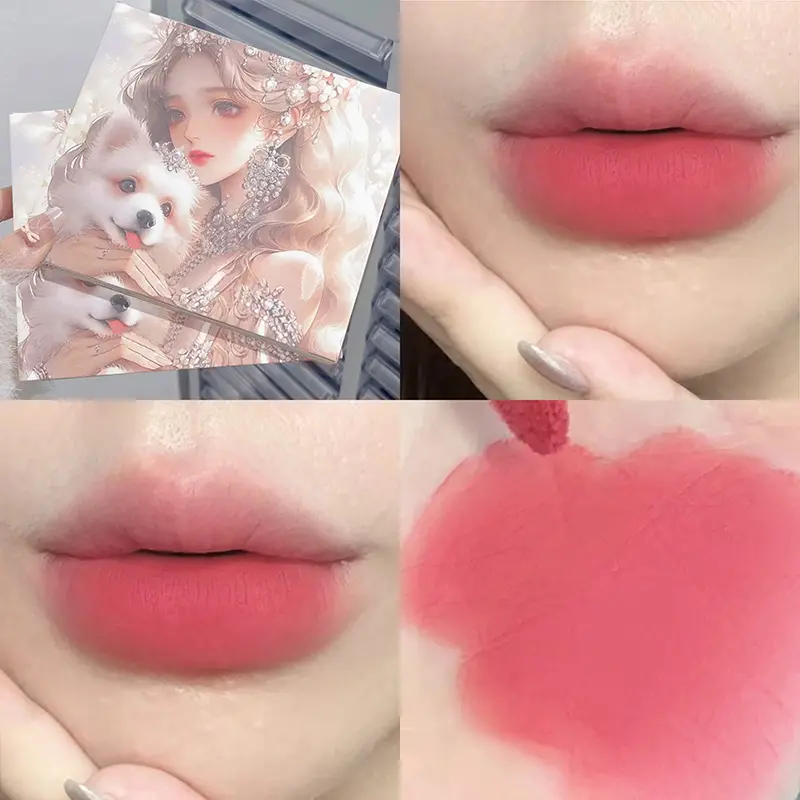 Airy Matte Liquid Lipstick Waterproof Long Lasting Velvet Lip Gloss Non-Stick Cup Nude Lip Mud Brown Pink Lip Tint Cosmetics Set